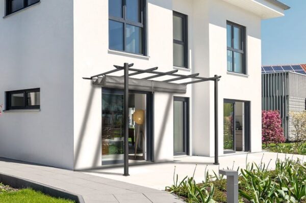 Pergola adossée MIRA 4x3 m Gris clair