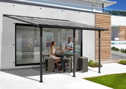 Pergola pour terrasse ou balcon Tt 3050 al, acier gris anthracite