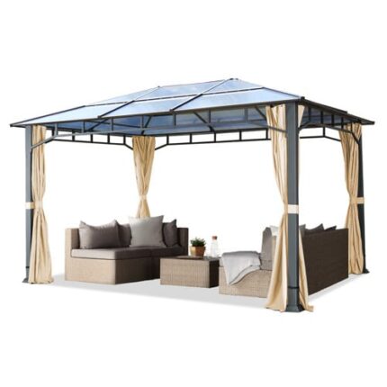 3x4 m, Tonnelle de jardin, Sunset Deluxe, toit rigide, champagne