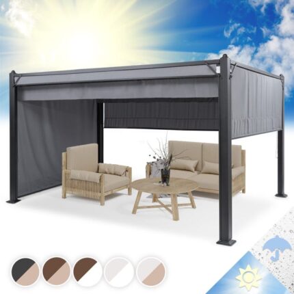 Blumfeldt Pantheon Cortina Pavillon avec auvent 3x4 m 4 parties latérales gris