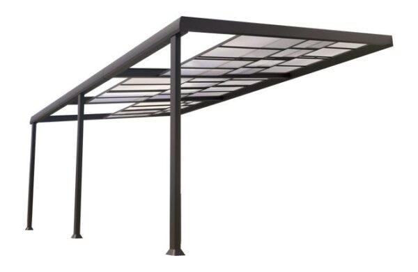 Pergola adossée aluminium gris anthracite, Edena 3.5X6m
