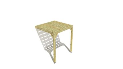 Pergola bois • 2m x 2m • adossée • sens profondeur • platelage bois • livraison comprise