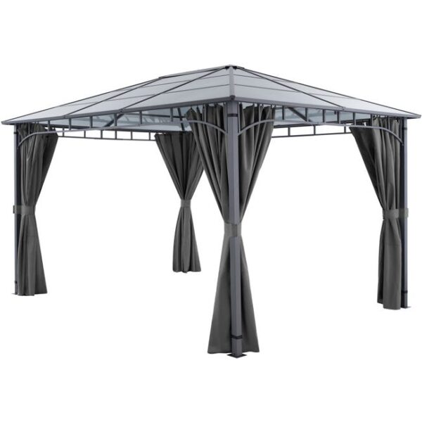 TECTAKE Pavillon de jardin avec cadre en aluminium, laqué époxy résistant aux intempéries