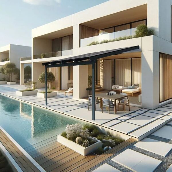 Pergola solaire - HIKUERU - 2400W à 3200W (Ral7016 - Gris Anthracite - Longueur 4.590 x Avancée 3.492 m - 8 panneaux)