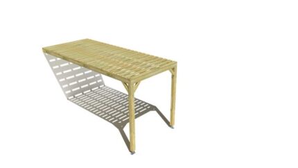 Pergola bois • 2m x 5m • adossée • sens profondeur • platelage bois • livraison comprise