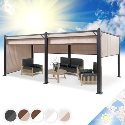 Blumfeldt Pavillon Pantheon Pergola auvent 3x6 m aluminium Parasol Polyester - gris