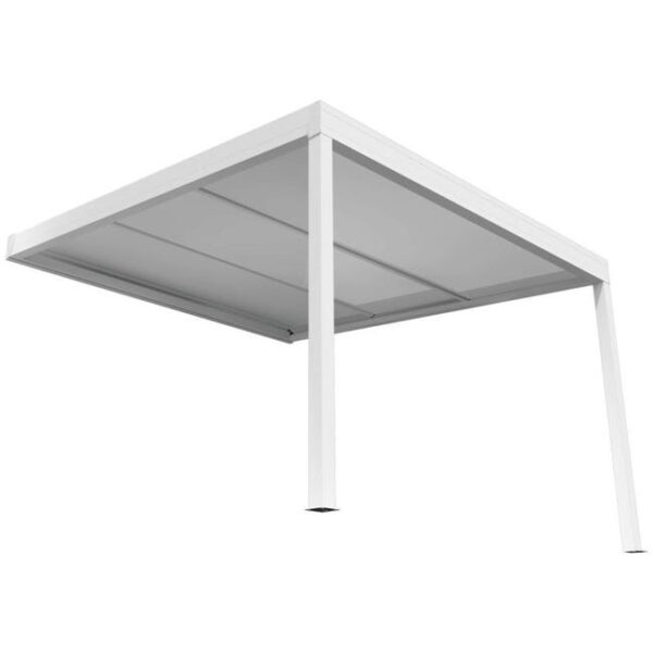 Pergola Isotoit® rétractable - ANGA - Motorisé à télécommande (RAL9010 - Blanc - 4.00m x 4.15m)