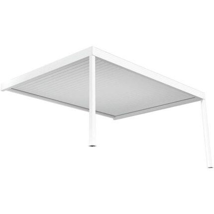 Pergola bioclimatique perpendiculaire - SAMA - vérin à télécommande (RAL9010 - Blanc - 4.965m x 4.50m)