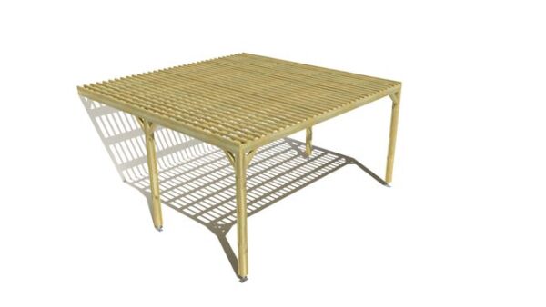 Pergola bois • 5m x 5m • adossée • sens largeur • lattage bois • livraison comprise