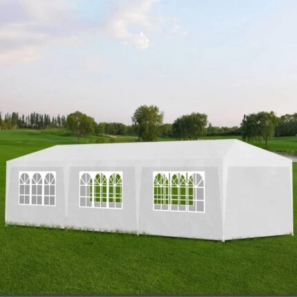 Tente de Réception Blanche 3x9 m - Fournitures de Jardin, Auvent, Accessoires Extérieurs, Parasol, Isolation Thermique et Imperméable
