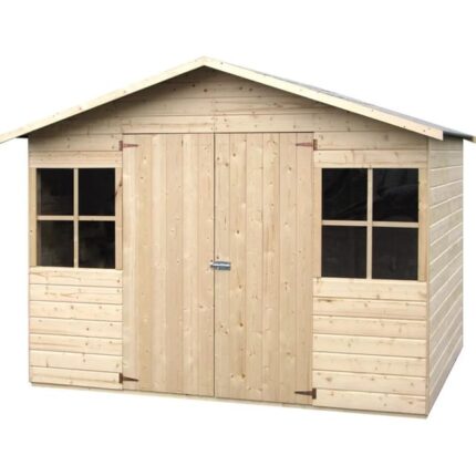 ABRI DE JARDIN BOIS LOPUM - 4,86 m² - Ep : 12 mm - 2,70x1,80 - couleur naturel - Décor et Jardin