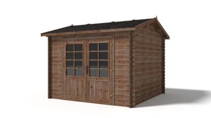 Abri de jardin en bois - 9m2 - 3x3m - Traité - Ep. 28mm - Couleur: marron - DOM636 - ALTANKA