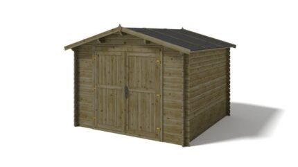 Abri de jardin en bois - 9m2 - 3x3m - Traité - Ep. 28mm - Couleur: vert - DOM458 - ALTANKA