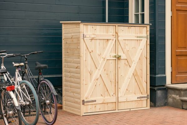 Upyard Abri de Jardin en Bois Naturel - Cabine de Rangement Extérieur - Cabane à Outils avec Système D'étagères 149x78x164 cm, Naturel
