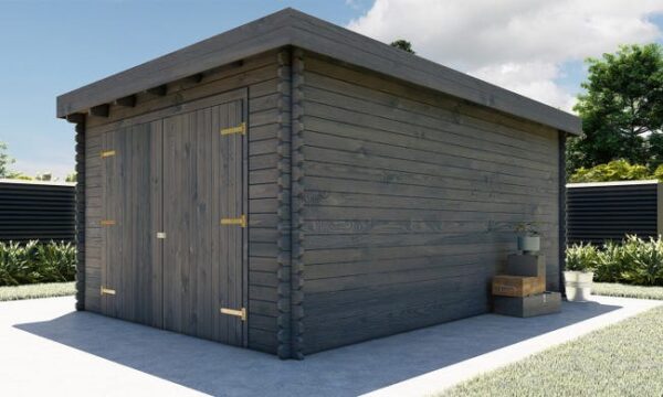 Garage TOUSCHALETS FURIANI double porte - bois traité autoclave gris 360x520cm ép 28mm
