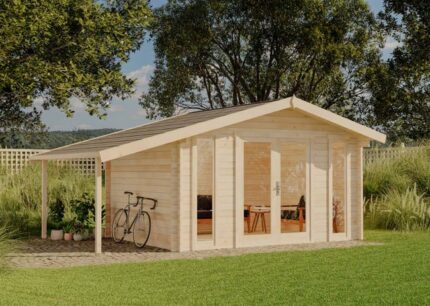 Abri de jardin Mirko Modern D Alpholz, 5.2x3.5m dim. ext. (cas échéant incl. débord de toit) naturel, 40mm, 18,2m² superficie totale