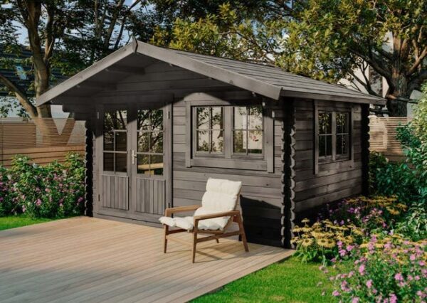Abri de jardin Gabriel-34 400 x 300 cm Alpholz, 4.3x3.7m dim. ext. (cas échéant incl. débord de toit) imprégné, 34mm, 15,7m² totale