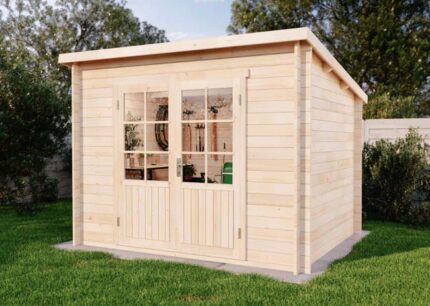 Abri de jardin toit monopente Maria Alpholz, 3x2.8m dim. ext. (cas échéant incl. débord de toit) naturel, 28mm, 8,3m² superficie totale