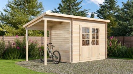 Abri de jardin Martina-28 toit monopente Alpholz, 4.5x2.3m dim. ext. (cas échéant incl. débord de toit) naturel, 28mm, 10,1m² totale