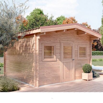 STUDIO DE JARDIN OUTRIAZ 15M² - BOIS DOUGLAS 55MM - PORTE & FENETRE BOIS - TOITURE ACIER
