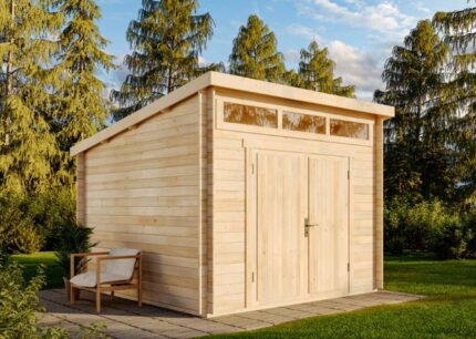 Abri de jardin Maria-Optima 28 Alpholz, 3.2x3.5m dim. ext. (cas échéant incl. débord de toit) naturel, 28mm, 11m² superficie totale