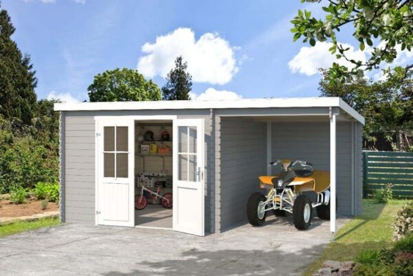 Abri de jardin Tampa Lasita Maja, 5x3.2m dim. ext. (cas échéant incl. débord de toit) naturel, épaisseur paroi : 28mm, 16m² totale