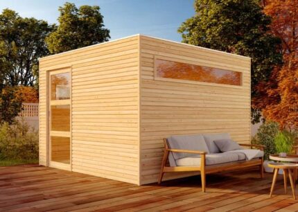 Cabane à outils QBS (en option avec toit) Alpholz, 3x3m dim. ext. (cas échéant incl. débord de toit) imprégné en autoclave, 28mm, 9m² totale