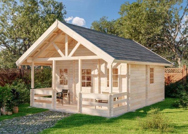Chalet de jardin Lillehammer ISO Alpholz, 5.5x7.5m dim. ext. (cas échéant incl. débord de toit) naturel, 70mm, 41m² superficie totale