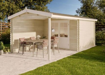 Abri de jardin Ruben-28 Alpholz, 6x3.5m dim. ext. (cas échéant incl. débord de toit) naturel, épaisseur paroi : 28mm, 20,7m² totale