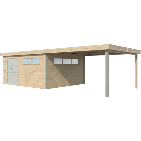 Chalet en bois profil aluminium contemporain avec extension 34 m² Sans option Gardenas