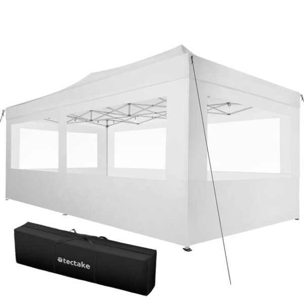 TECTAKE Pavillon de jardin avec Cadre en aluminium 6 x 3 m, Pliable et réglable en hauteur