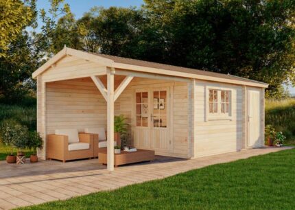 Abri de jardin Burgsee-40 Alpholz, 7.1x3.2m dim. ext. (cas échéant incl. débord de toit) imprégné, 40mm, 23m² superficie totale