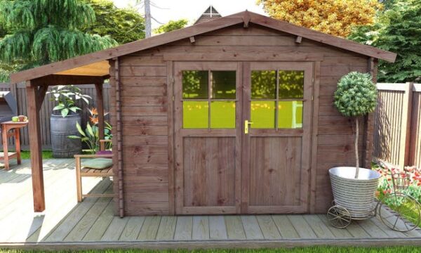 Abri de jardin TOUSCHALETS MARMANDE 9 APPENTIS bois traité autoclave 393x280cm ép 28mm