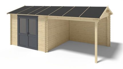 Abri de jardin en bois - 17,40m2 - 5,79x3m - Ep. 28mm - Couleur: naturel - DOM639 - ALTANKA