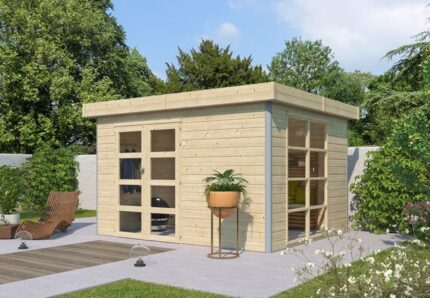 Abri jardin bois 28mm + toit acier - 11m2