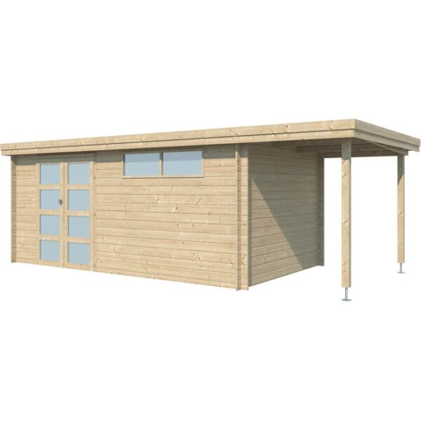 Chalet en bois 14.9 m² avec extension Moderne Avec plancher + gouttière Gardenas