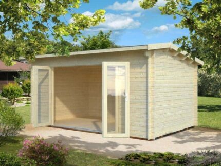 Abri de jardin Ines 13,7 m² Palmako, 5.2x3.8m dim. ext. (cas échéant incl. débord de toit) naturel, épaisseur paroi : 44mm, 19,9m² totale