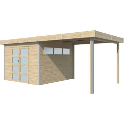 Chalet en bois profil aluminium contemporain avec extension 16.80 m² Avec plancher Gardenas