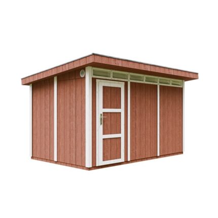 Abri de jardin à base de bois en panneaux LP SmartSide 9 m² - avec sol et tuiles bitumineuses L412xL279xH237 cm - Timbela M904 - Redwood red