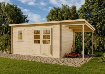 Abri de jardin York toit en pente Alpholz, 6x2.8m dim. ext. (cas échéant incl. débord de toit) naturel, 28mm, 16,4m² superficie totale