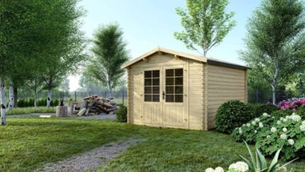 Abri de jardin en bois - 9m2 - 3x3m - Ep. 28mm - Couleur: naturel - DOM530 - ALTANKA