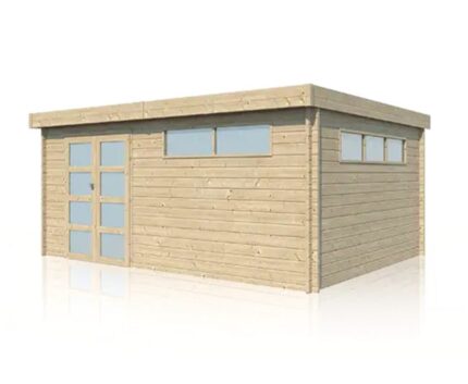Cabane à outils Modern Alpholz, 5.1x4.1m dim. ext. (cas échéant incl. débord de toit) naturel, épaisseur paroi : 44mm, 21,1m² totale