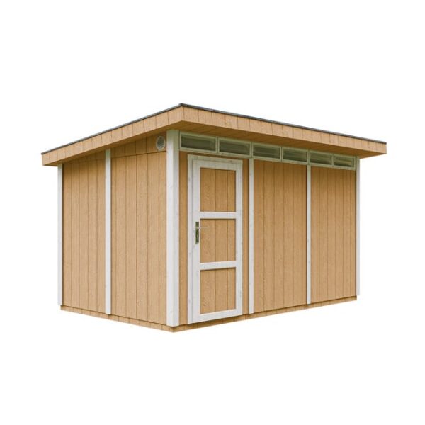 Abri de jardin à base de bois en panneaux LP SmartSide 9 m² - avec sol et tuiles bitumineuses L412xL279xH237 cm - Timbela M904 - harvest honey