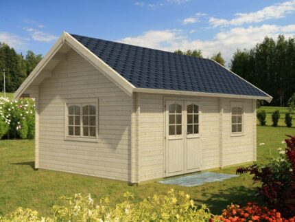 Chalet de jardin Sandra 29,9 m² Palmako, 6.9x4.7m dim. ext. (cas échéant incl. débord de toit) naturel, 44mm, 32,2m² superficie totale