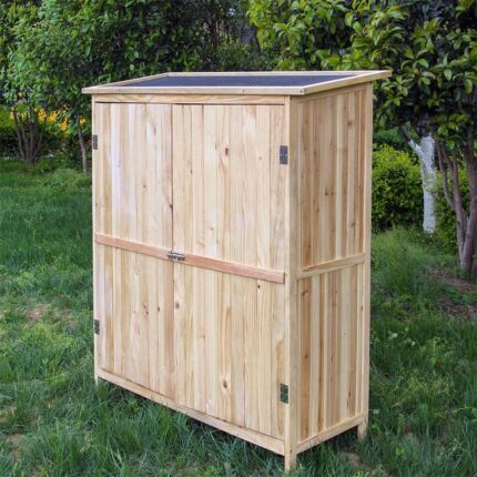 Armoire jardin Bois naturel Double porte Rangement Outil Remise Abri
