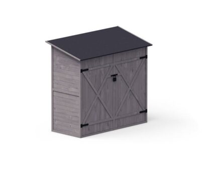 Upyard Abri de Jardin en Bois Naturel - Cabine de Rangement Extérieur - Cabane à Outils avec Système D'étagères 149x78x164 cm, Gris
