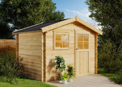 Cabane à outils Salzburg Alpholz, 3.2x2.6m dim. ext. (cas échéant incl. débord de toit) naturel, épaisseur paroi : 28mm, 8,2m² totale
