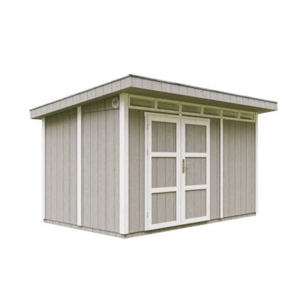 Abri de jardin à base de bois en panneaux LP SmartSide 9 m² - avec sol et tuiles bitumineuses L412xL279xH237 cm - Timbela M904A - tundra grey