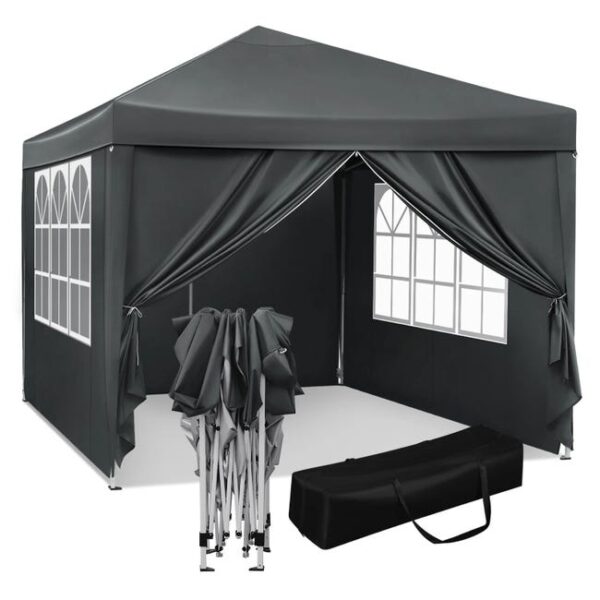 Tente de Jardin Pliable 3 x 3m - Étanche UV, Sac de Transport - Pavillon de Camping, Gazebo, Abri Soleil