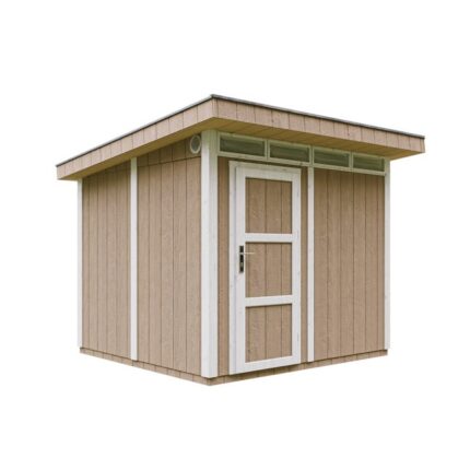 Abri de Jardin 6m2 à base de bois en panneaux LP SmartSide, avec sol et tuiles bitumineuses L294xL279xH237 cm -Timbela M903- TERRA BROWN